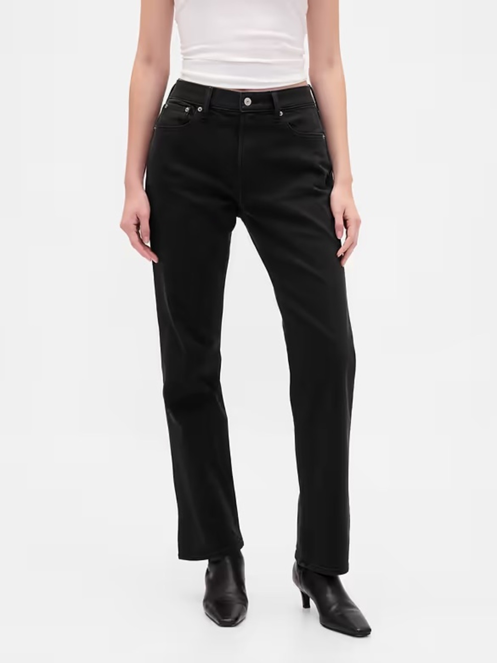 GAP Black High-Rise Straight Leg Jeans - Classic Fit